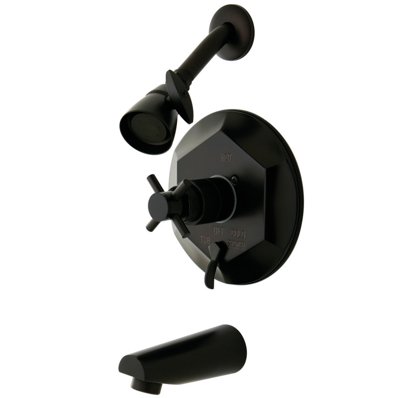 Robinet de baignoire et de douche à pression équilibrée à poignée simple Concord, Bronze huilé