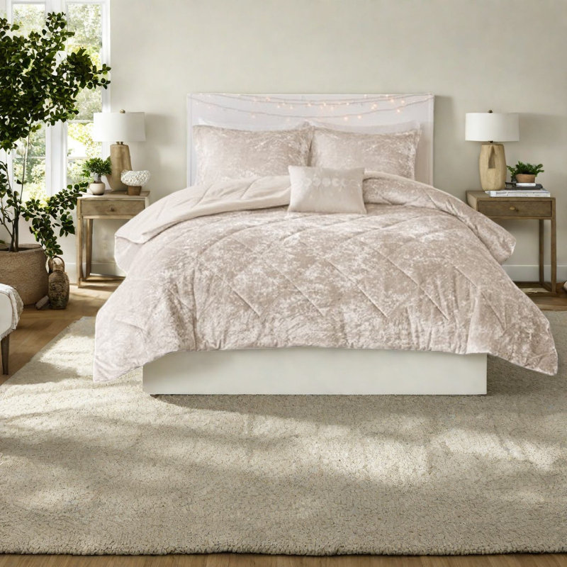 Ensembles de literie en velours luxueux, tissu en polyester, finition champagne élégante pour le confort de la maison