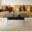 43.3-inch coffee table with height-adjustment function (with storage space) combines rustic style with tempered glass, space-saving design, multiple color options, suitable for living room and office, Natural Wood-244414335