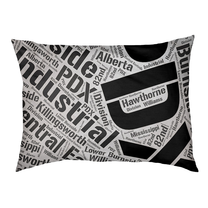 Coussin de chien « districts », Noir, Grand (l 40 po x P 30 po x H 14 po), Portland