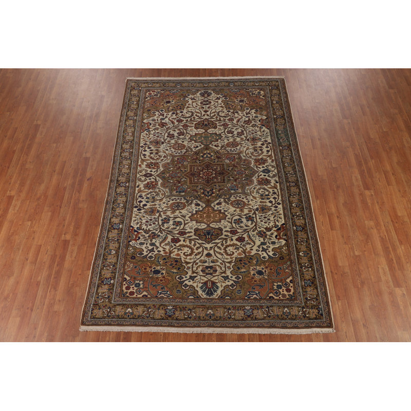 Tapis oriental vintage en laine à motif floral Anatolian 7 x 10