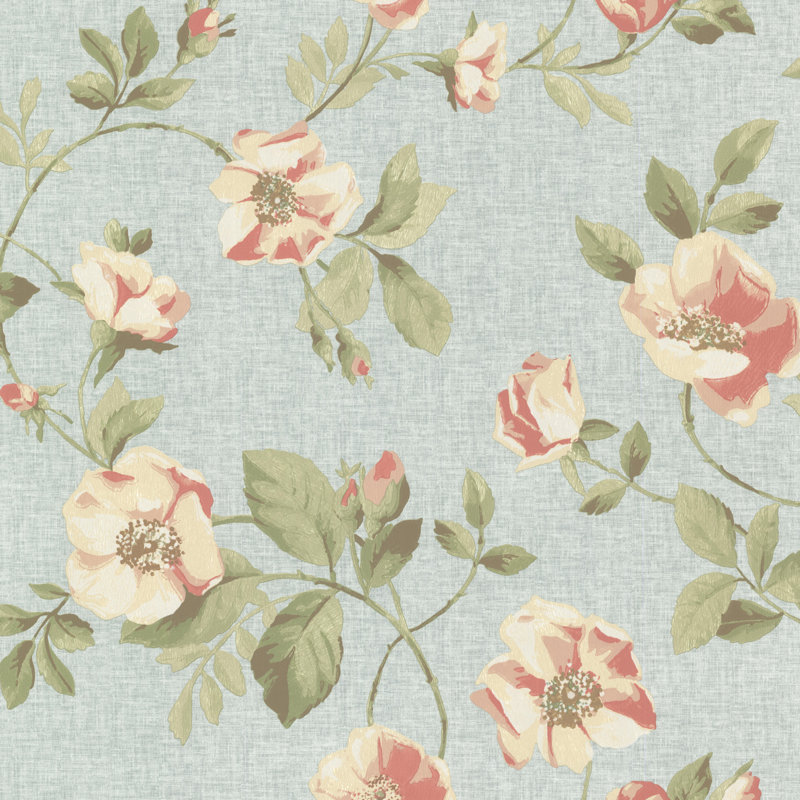 Rouleau de papier peint 33 pi x 20,5 po Denslowe Rose Trail, Bleu foncé