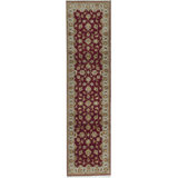 Hand-Knotted High-Quality Red and Cream Runner