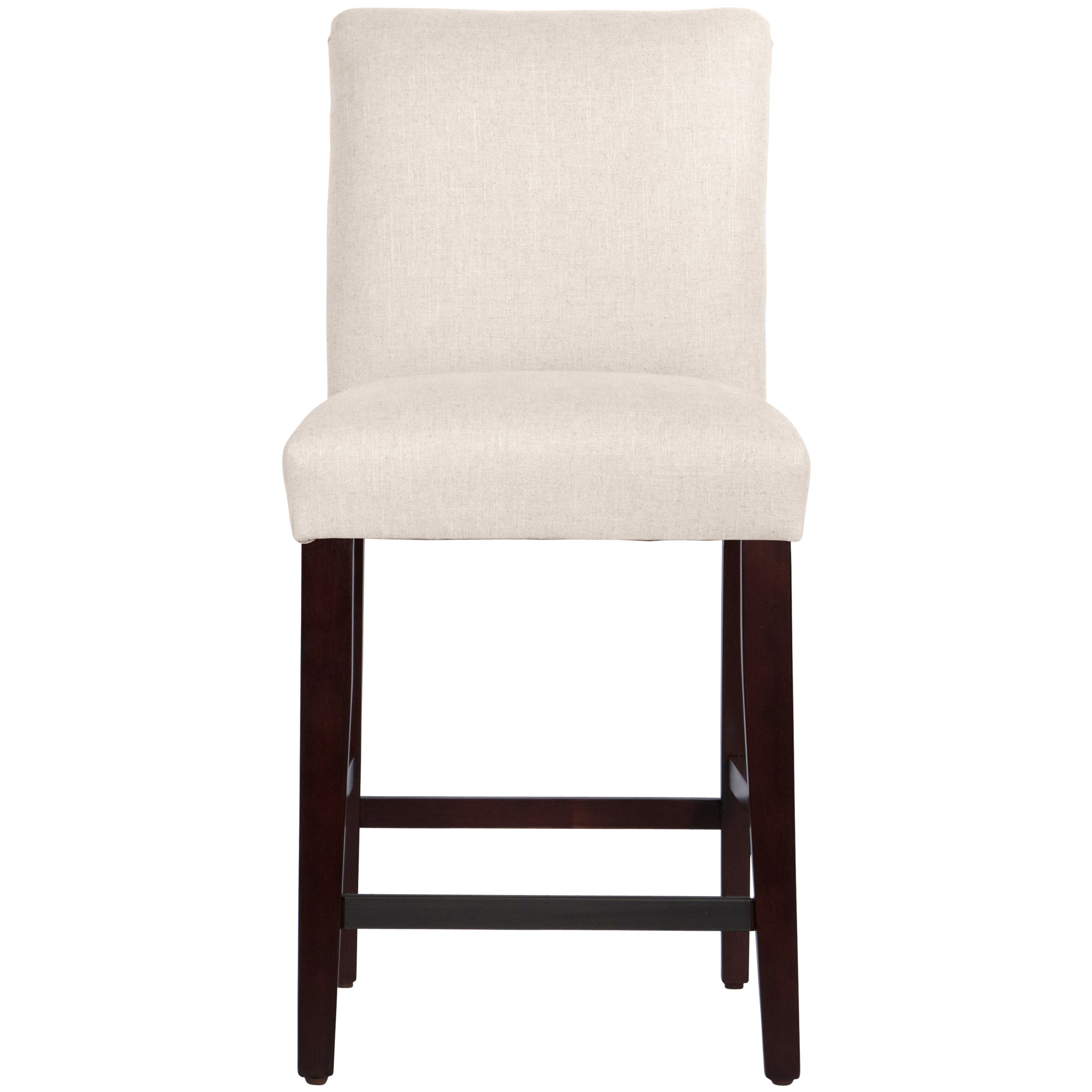 Hadrien Upholstered Stool, Classic Talc Linen, Espresso, Counter Stool (26" Seat Height)