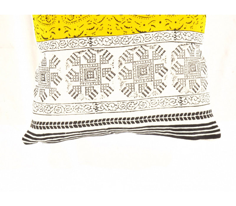 Square Pillow Cover & Insert, Yellow/White/Black