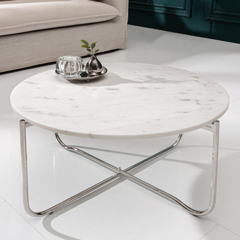 Cornesse Cross Legs Coffee Table, Silber, Weiß