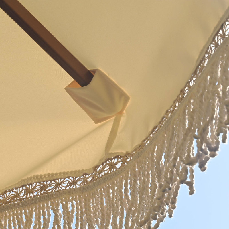 Parasol raffiné décontracté en bois massif de 9 pi pour hôtel de charme, salon Vineyard Estate, spa bien-être - Bohème rustique, beurre