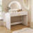 Bedroom Makeup Vanity Table, 39", White. Touch Screen Lighted Mirror And Drawer. Curved Edges Design For Elegance. Sufficient Storage Cosmetics. Functional. Easy Assembly Procedure
