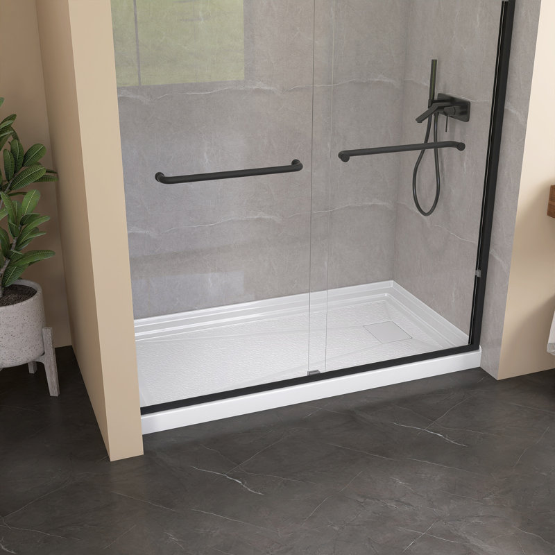 60'' W x 32'' D Alcove Acrylic Shower Base White Single Threshold Rectangular Shower Tray with Drain Cover, Right
