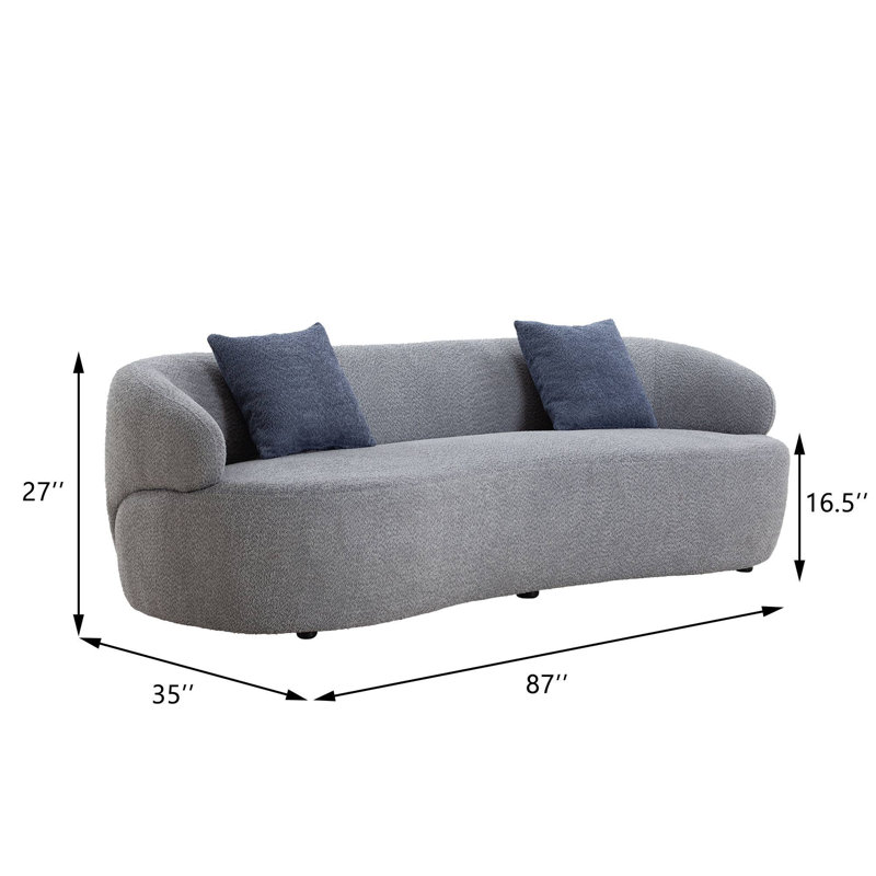 Holaki 87'' Wide Recessed Arm Boucle Curved Sofa | Wayfair