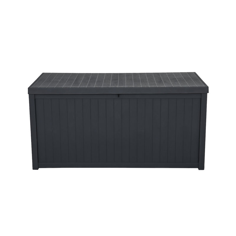 Ebern Designs Adetayo 126cm W 430L Water Resistant Plastic Lockable Deck Box, Black