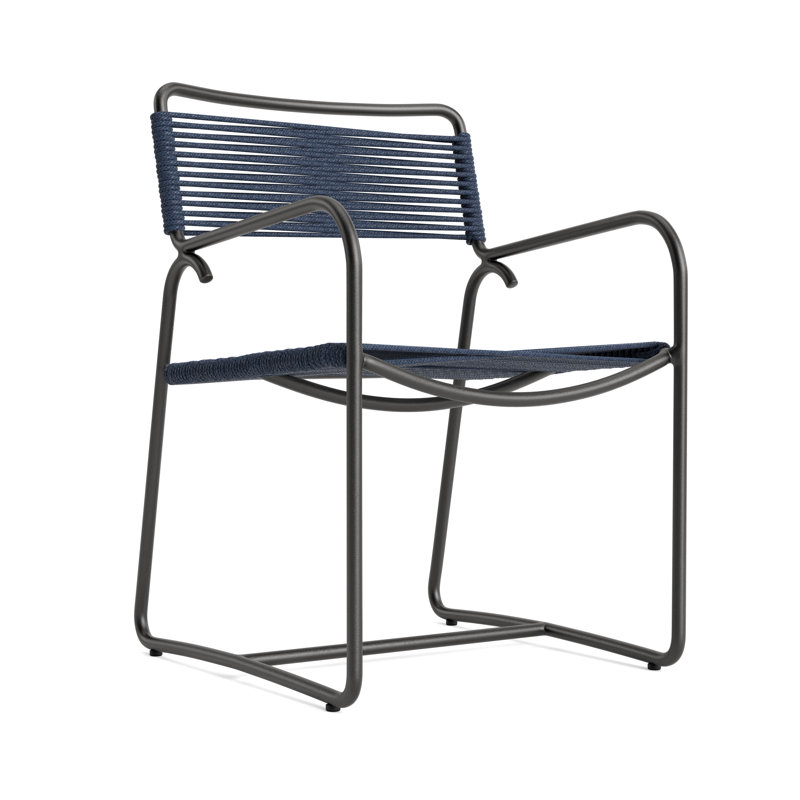 Walter Lamb Outdoor Armchair, Textured Pewter/Marine
