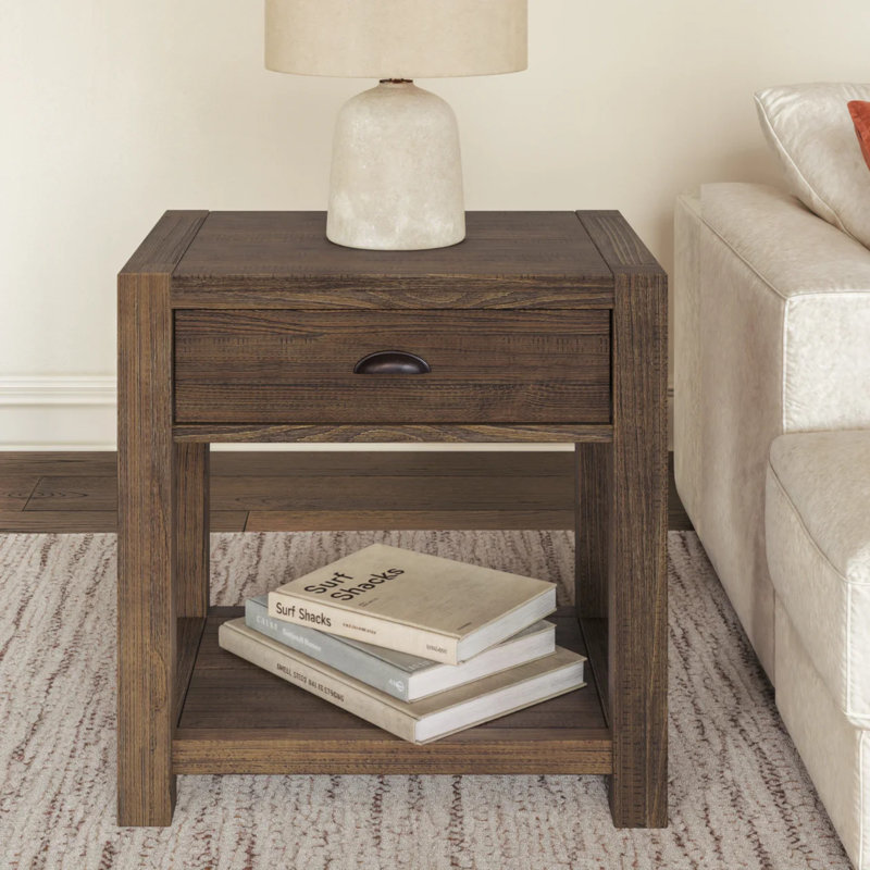 Montauk Solid Wood End Table, Rustic Walnut