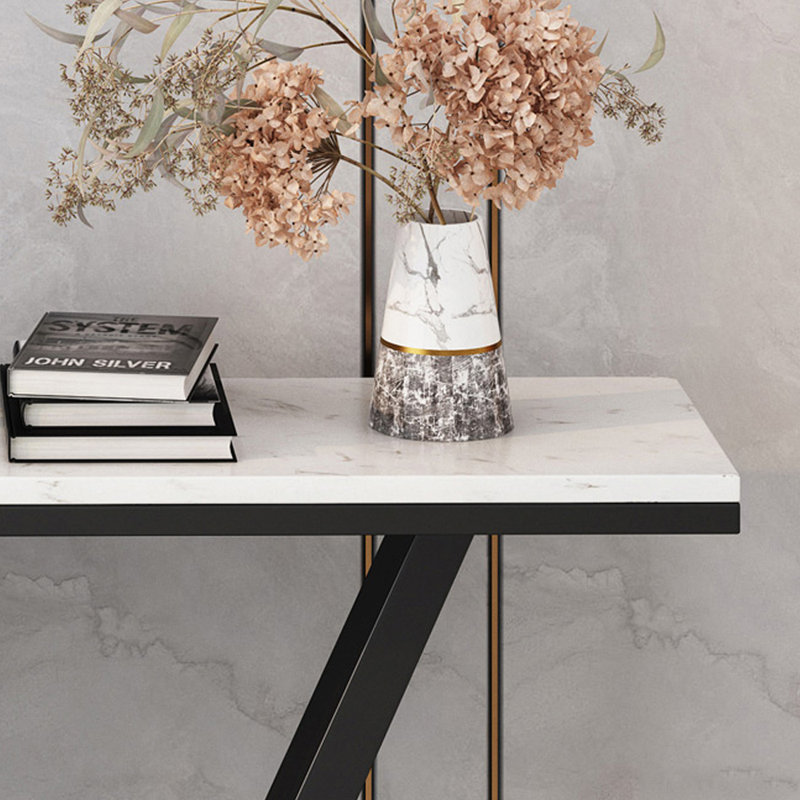 Table d'entrée de luxe moderne, H 31,5 po x l 47,2 po x P 11,8 po, Blanc, Noir
