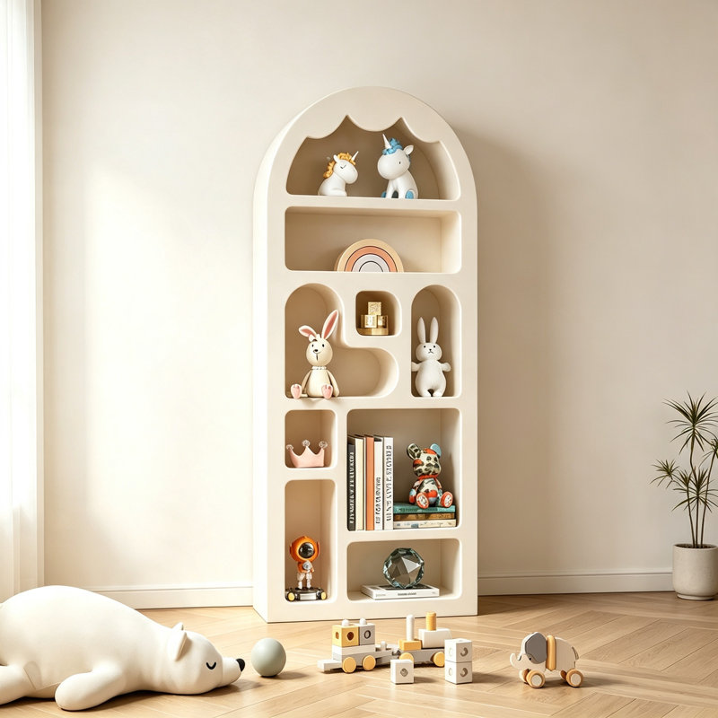 Bibliothèque simple en bois grande capacité, Crème