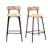 Of 2 Handmade Bar Stools, Paper Rope Seat And Back, Black Metal Frame, Honey Shade, Footrest, 26.57" Height, For Dining Room & Kitchen Finish,-2063643019