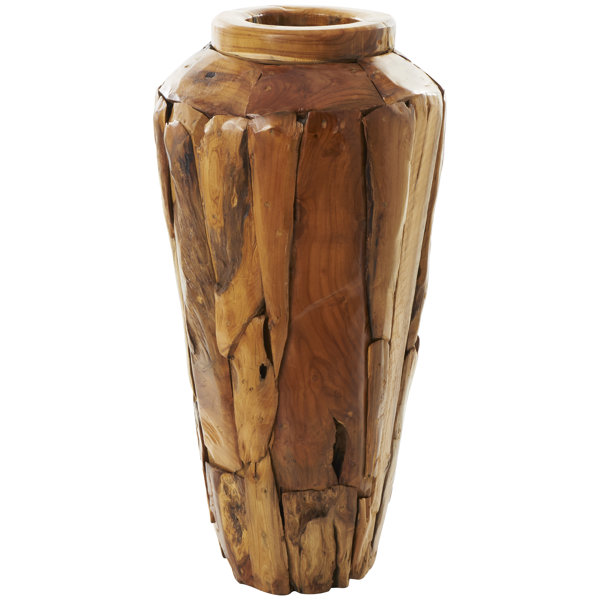 Millwood Pines Carleene Handmade Teak Table Vase | Wayfair