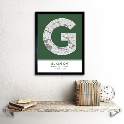 Glasgow City Map Glasgow Green - Single Picture Frame Typography