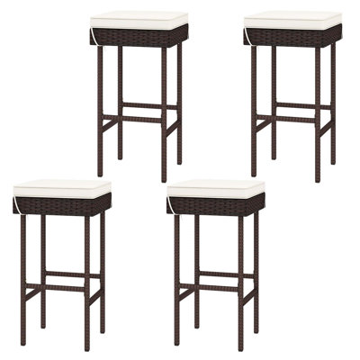 Tabourets de bar en rotin avec repose-pieds