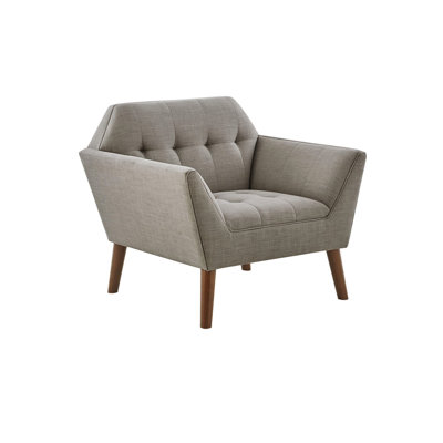 Méridienne Mid-Century avec accoudoirs, boutons décoratifs, accoudoirs confortables, pieds en bois massif de couleur pacane, l 37 po x P 29,5 po et H 31,5 po de conception moderne, avec mousse haute pour le rembourrage