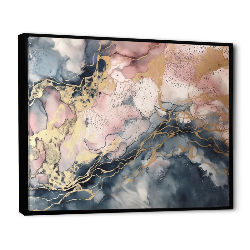 Exploration des profondeurs de la géode rose III - art mural abstrait en marbre pour le salon, H 12 po x l 20 po x P 1 po