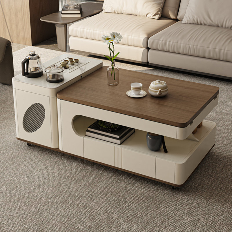 Simple multi-functional tea table with pulley