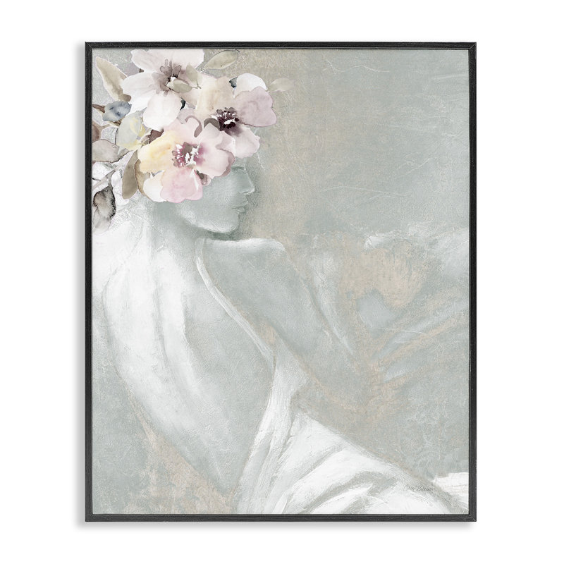 «Chic Floral Woman», estampe numérique de Carol Robinson, Giclée encadrée noir minuit, H 14 po x l 11 po