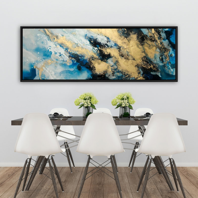 Impression de marbre bleu sur toile, H 60 po x l 20 po