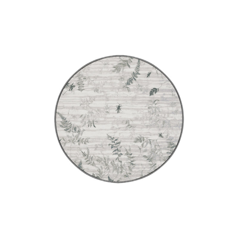Machine Washable Gray Area Rug, Round 6'