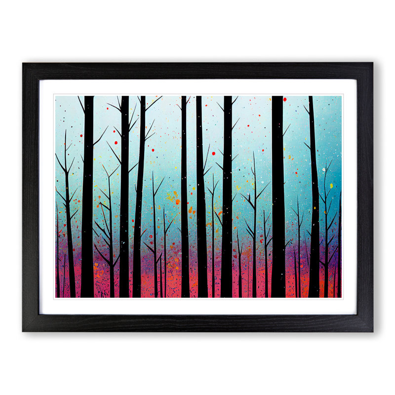 Summer Forest Splatter Vol.2 Abstract - Single Picture Frame Print, 34cm H x 46cm W x 2cm D, Black Framed