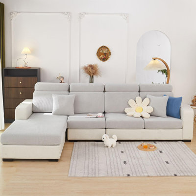 Housse de coussin à 360 degrés pour canapé Housse de protection extensible universelle Housse de protection pour animaux de compagnie M Gris