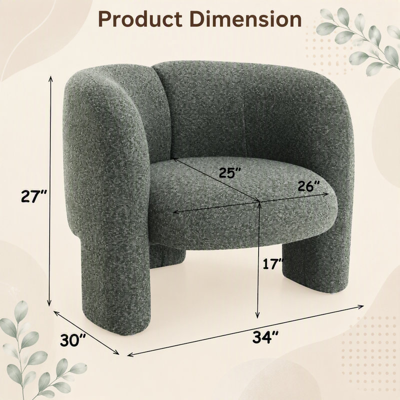 Fauteuil d'appoint en tweed vert Pemba