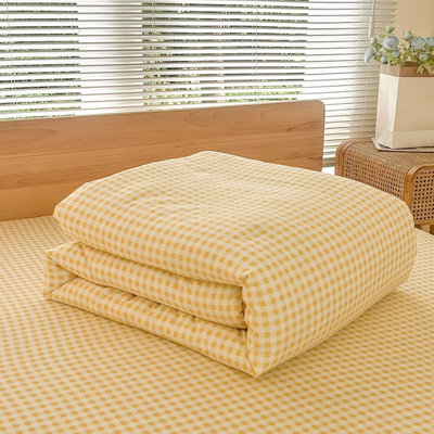 Ensemble d'édredon en microfibre prélavée Gingham