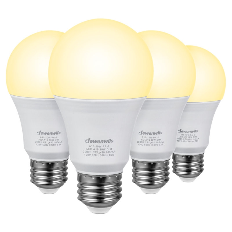 10 Watt (60 Watt Equivalent), A19 LED, Dimmable Light Bulb, E26/Medium (Standard) Base, 3000K