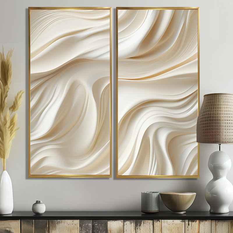 Sculptural Elegance - Art mural abstrait grand, 32" H x 32" W, Framed Print without Mat, Gold