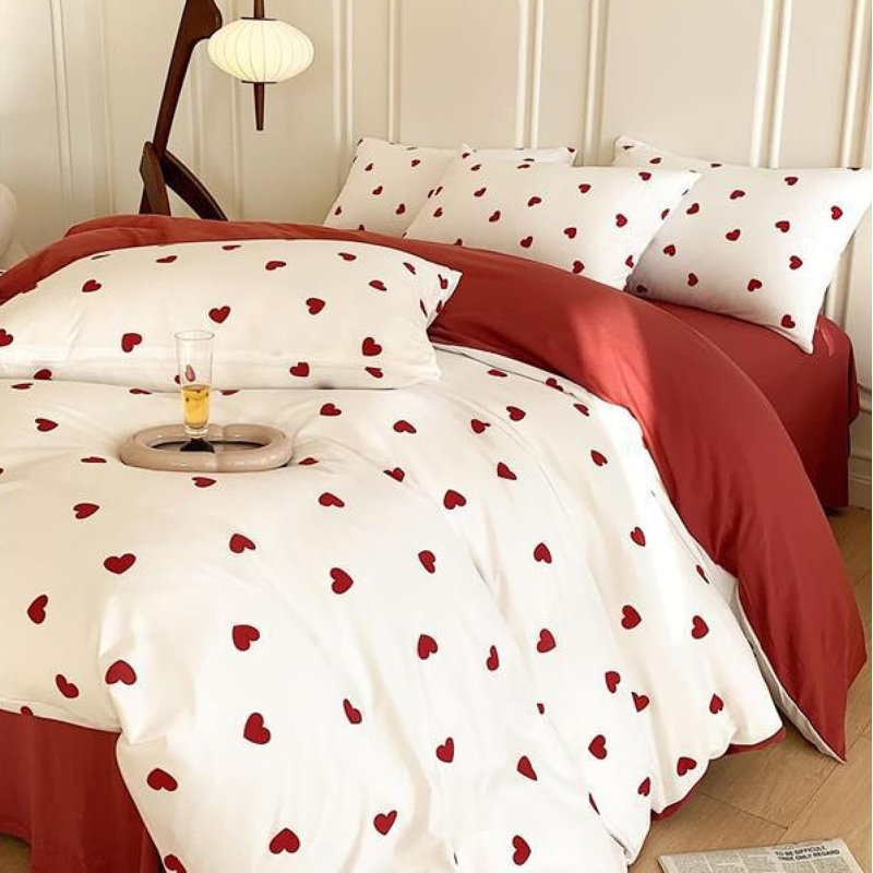 Bed Linen White Red Heart Bed Linen Sets Romantic Love Bed Linen Love Motif Bed Cover