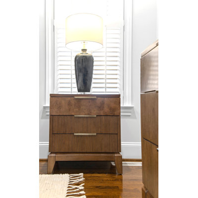 Manhattan Valley - 3 Drawer Nightstand with Power Strip, USB-A and USB-C Port - Vintage Chestnut Finish