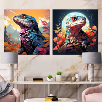 Salamander Reptile Portrait I - Reptile / Amphibian, lot de 2 impressions carrées