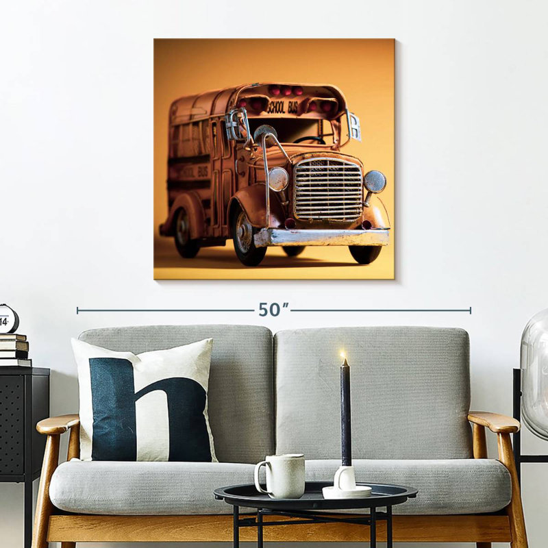 Ancien autobus scolaire, H 30 po x l 30 po