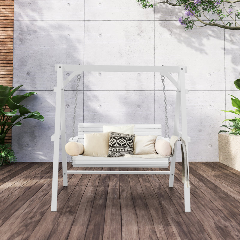 Balancelle Crichton en bois (sans balançoire suspendue), Blanc, 74"