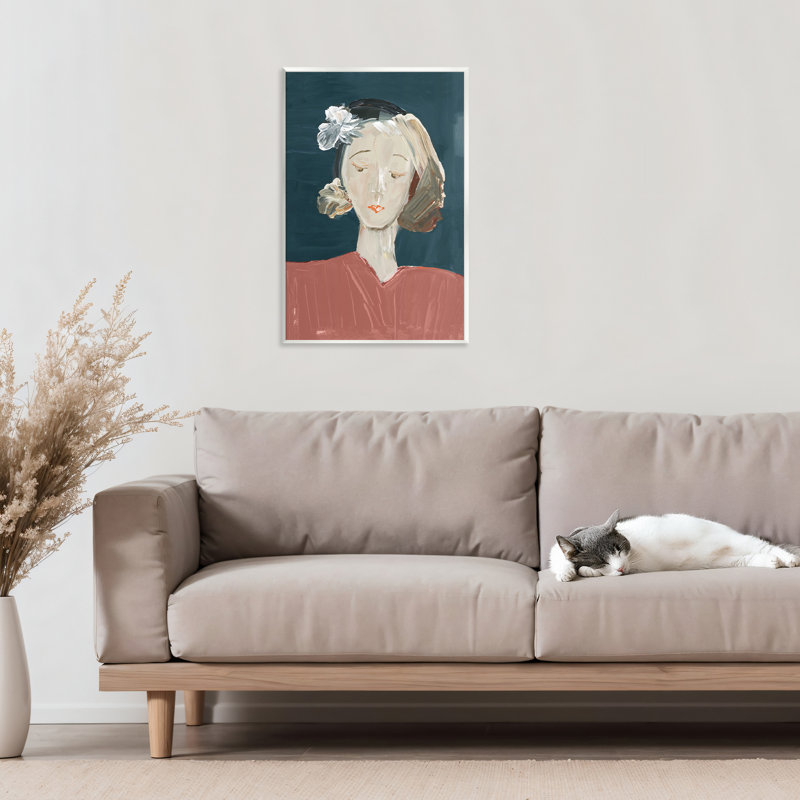 Plaque murale rétro avec portrait féminin, design par Casa Cartissi, H 19 po x l 13 po