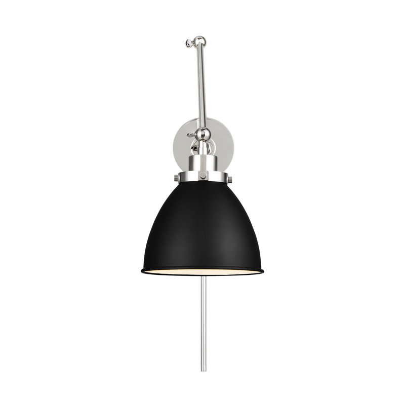 Wellfleet 1 - Light Armed Sconce, Midnight Black, Polished Nickel