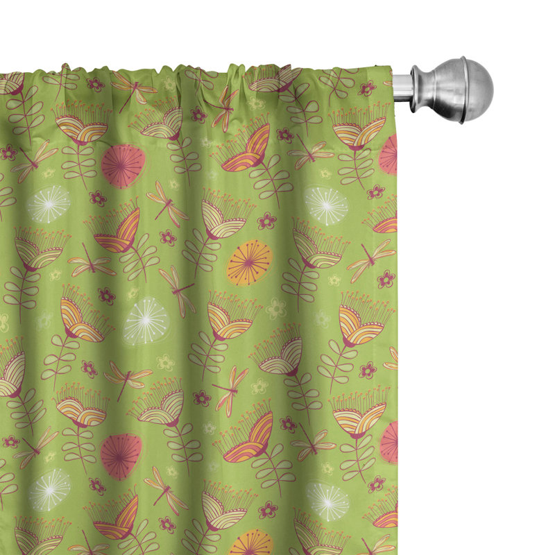 Dragonfly Semi-Sheer Rod Pocket Sliding Panel, 28" x 84"