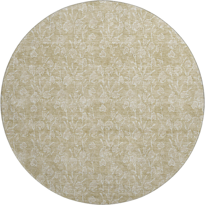 Premium Machine Washable Prisco Beige Rug, Round 8'