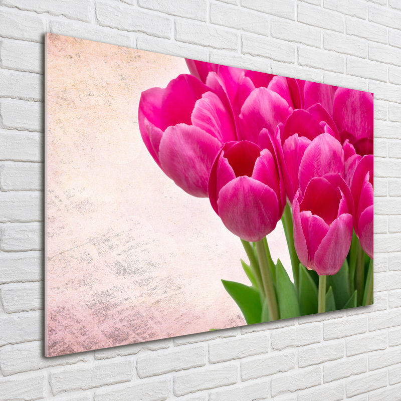 Pink Tulips - No Frame Print on Glass