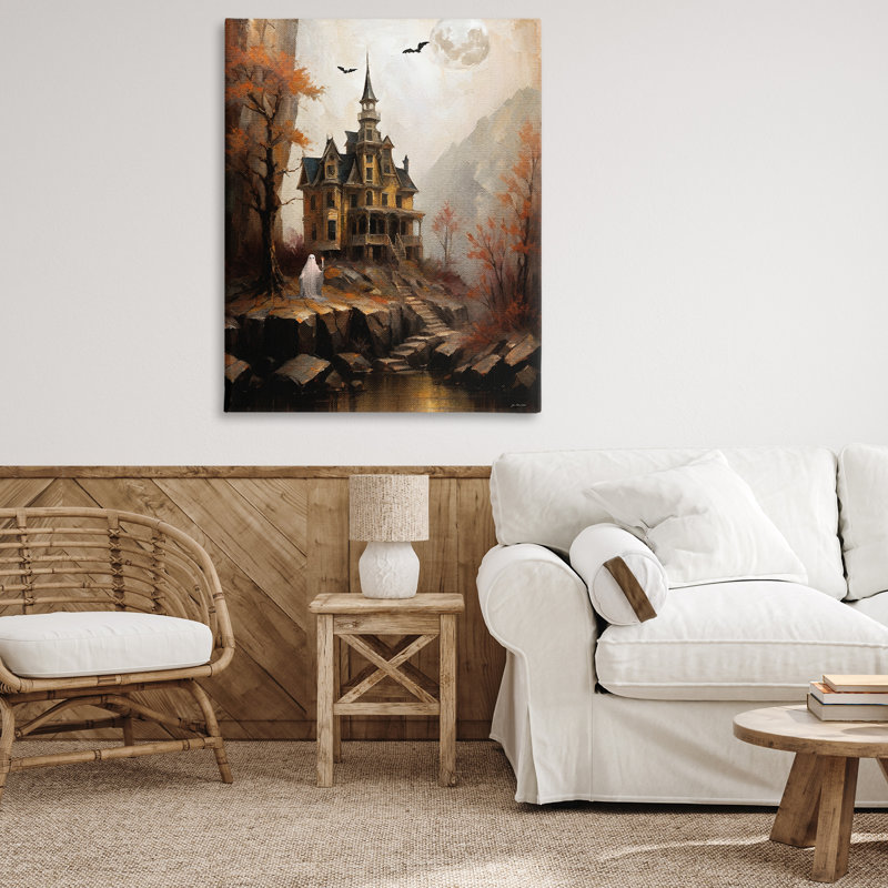 «Haunted Castle with Ghost», art mural par Jo Moulton, H 48 po x l 36 po