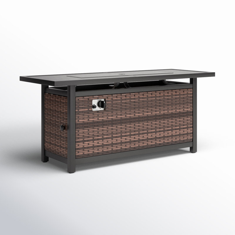 Bohde Rectangle Powder Coated Steel Propane Smokeless Fire Pit Table with Hidden Fuel Tank