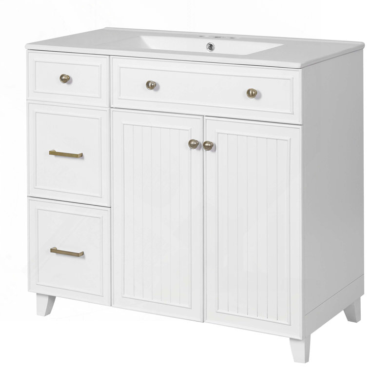 Bathroom Vanity with Ceramic Sink, White