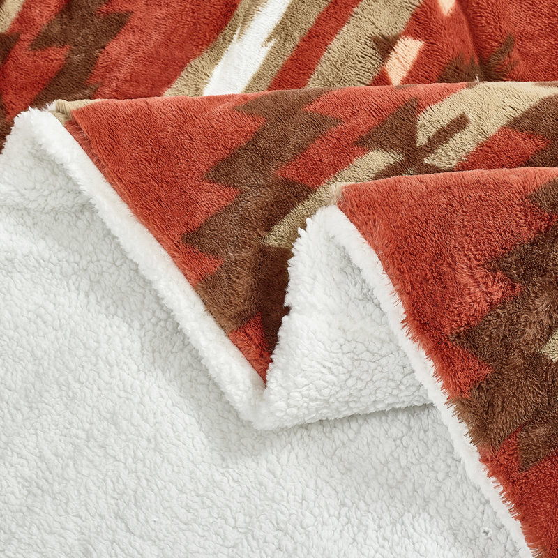  Couverture en fausse fourrure Southwest, Rouge brique