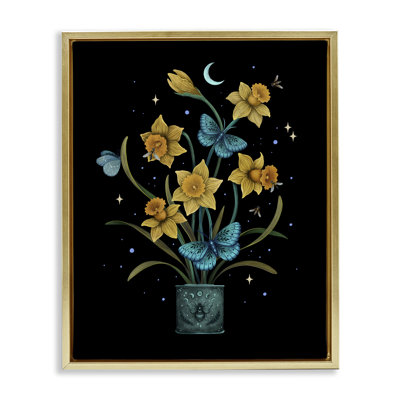 Mystical March Daffodils Floating Frame, design by Episodic Drawings